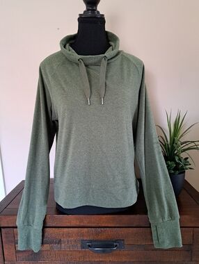 Kyodan Olive Green Pullover Sweatshirt Womens Large Athleisure Cozy Neutral
